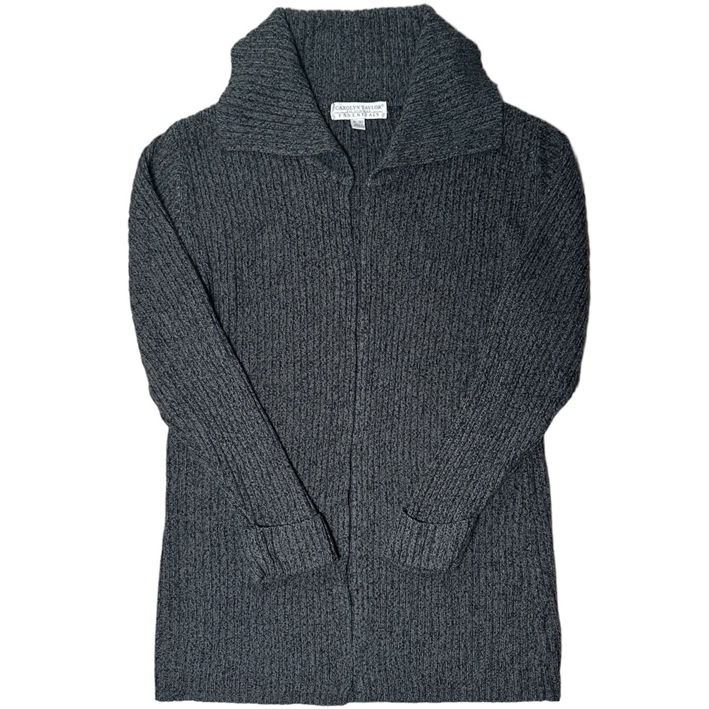Carolyn Taylor Women's Black Cardigan Sweater Open Front Knit Size XL